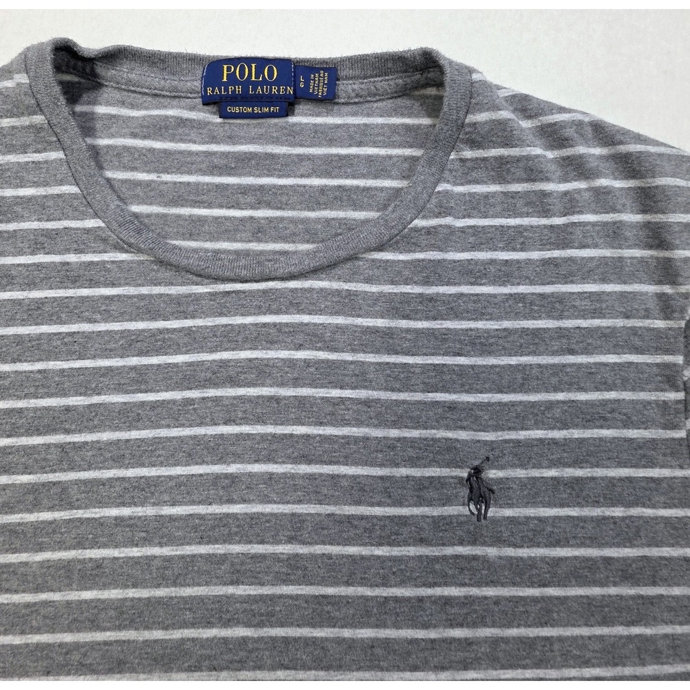 Polo Ralph Lauren Shirt Mens L Custom Slim Fit Striped Round Neck T Shirt